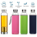 Glass Tea Infuser Water Bottle with Protective Sleeve Motivational Glass Water Bottle